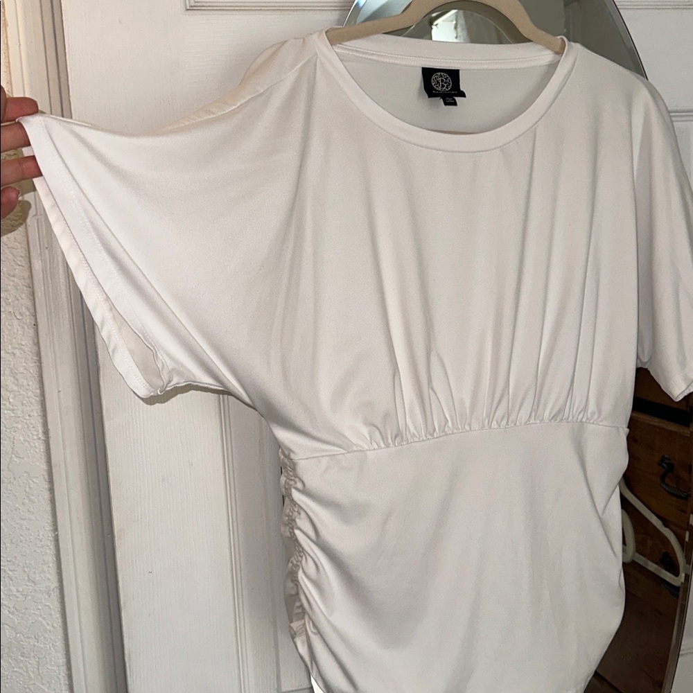 Bobeau White Ruched Blouse